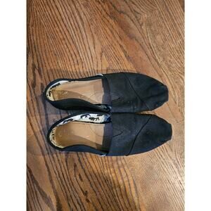 TOMS Alpargata Classic Black Canvas Slip-On Shoes Women's Size 10